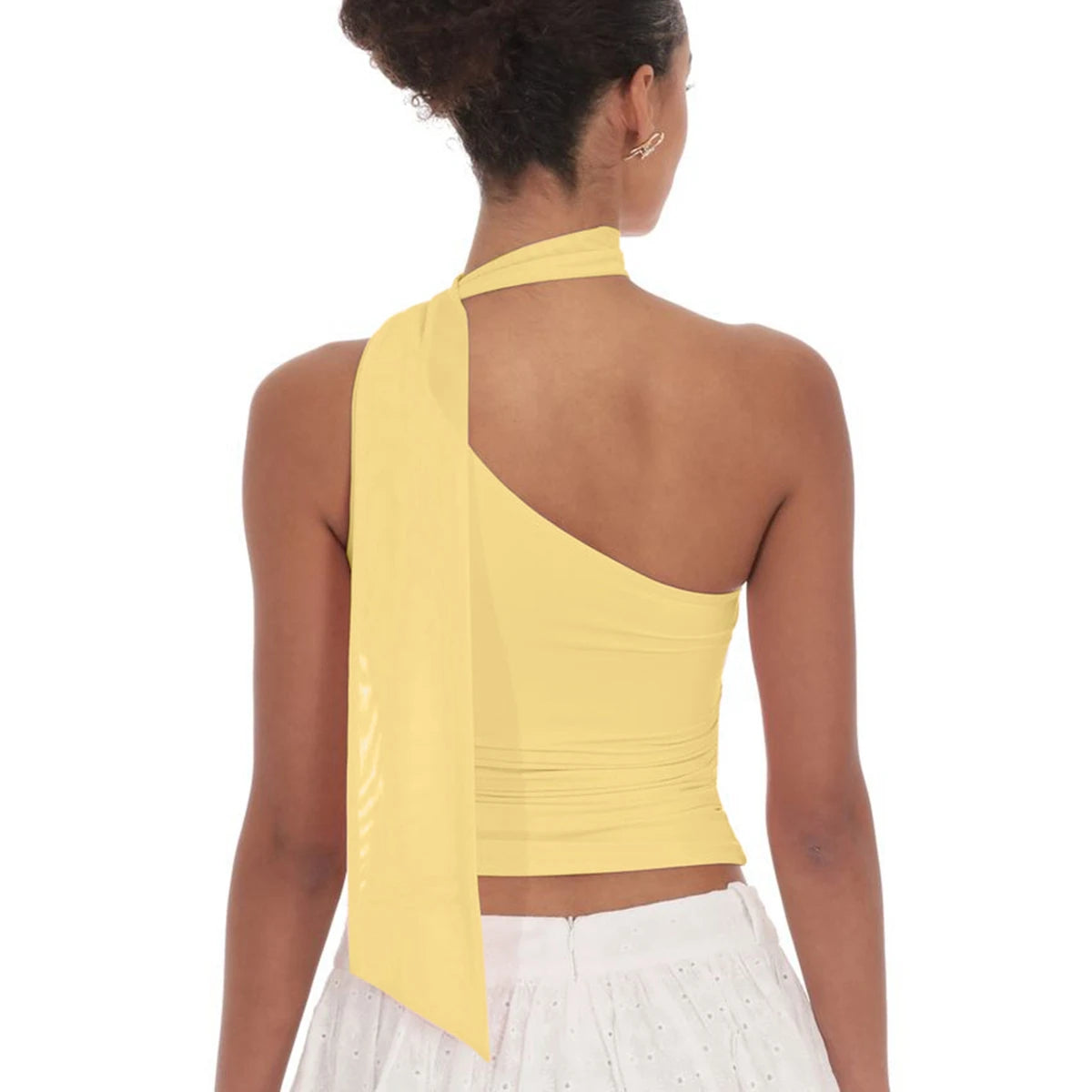 Leopard Print One Shoulder Slim Crop Tank Top for Women