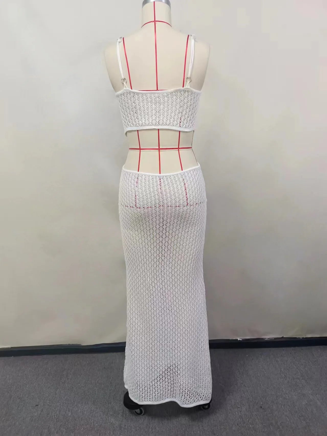 2024 Sexy See-through V Neck Cut Out Knit Beach Maxi Dress Summer Women's Holiday Elegant Outfit Swimsuit Cover Up Tunic A3094