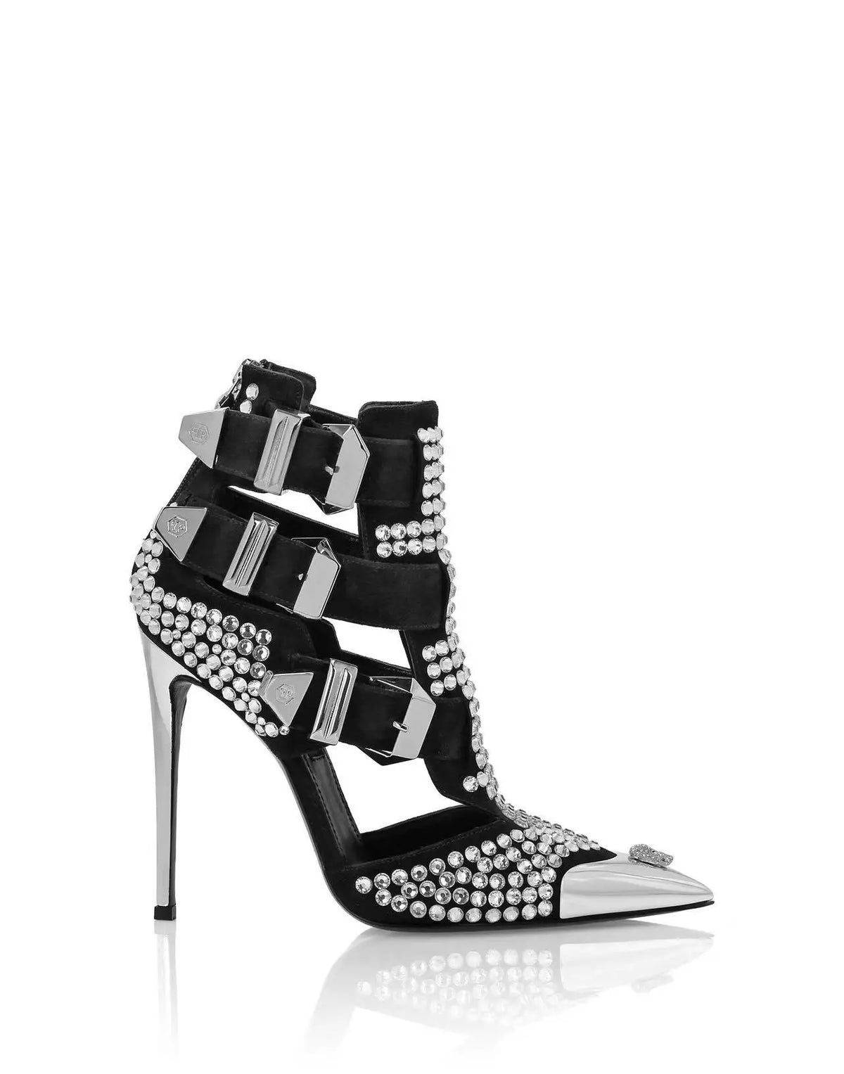 Crystal Embellished Pointed Toe Stiletto Sandals for Women