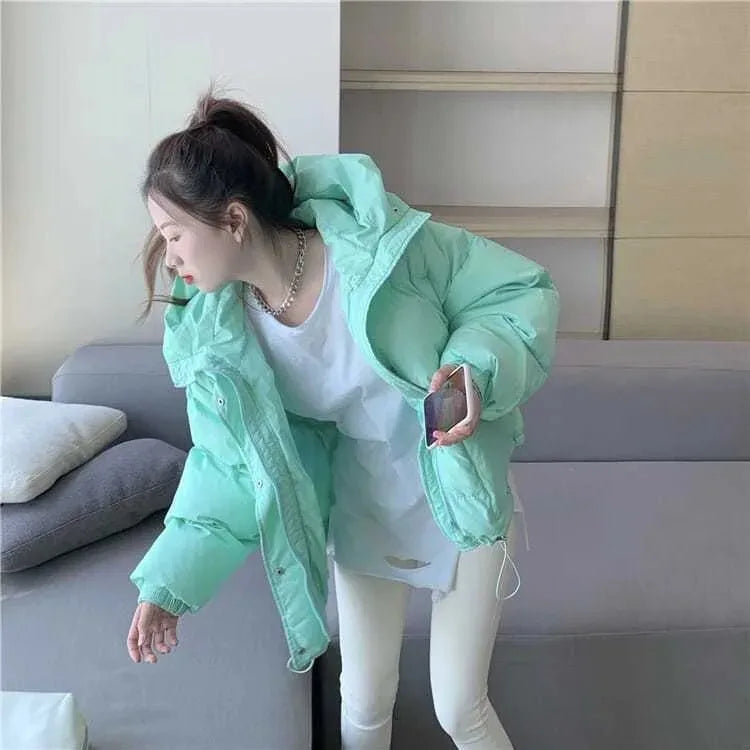 Warm Oversized Hooded Cotton Puffer Parka for Women