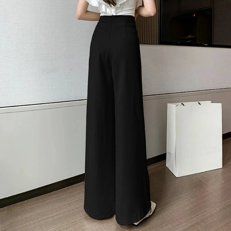 High Waist Female Trousers Elastic Classic Xxl Vintage Korean Fashion Chic and Elegant Aesthetic G 90s Women's Pants Wide Leg