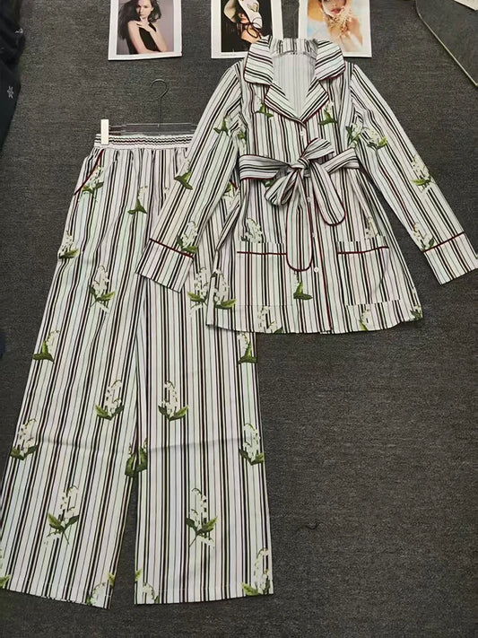 Striped Shirt And Trousers Set