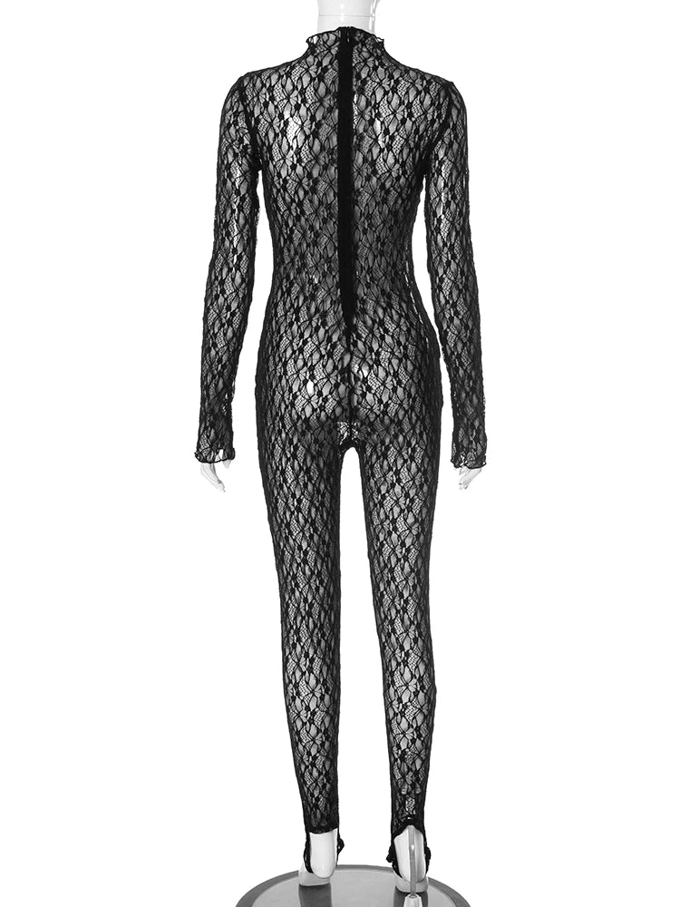 Weird Puss Sexy Women Jumpsuit 2025 Trend Jacquard Midnight Party Full Sleeve Elastic Nighout Club Fit Tight Activity Overalls