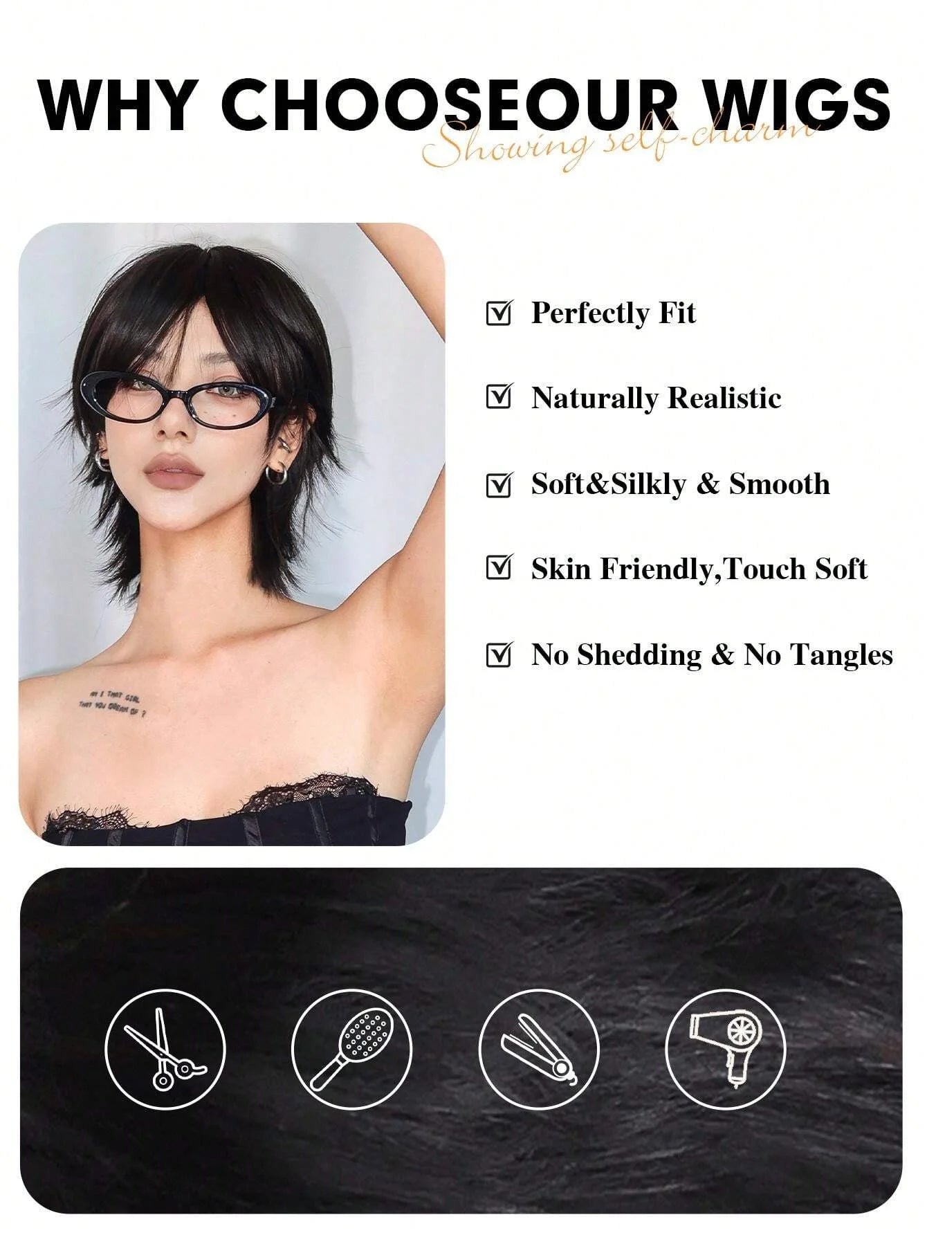 Trendy Short Straight Synthetic Wig With Bangs for Women