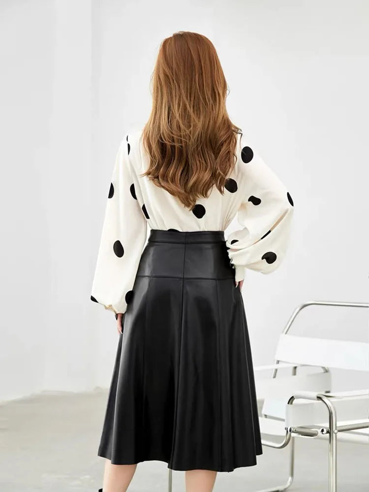 Long Skirts For Women 2025 New Korean Fashion High Waisted Genuine Leather Skirt Elegant A Line Casual Style Streetwear