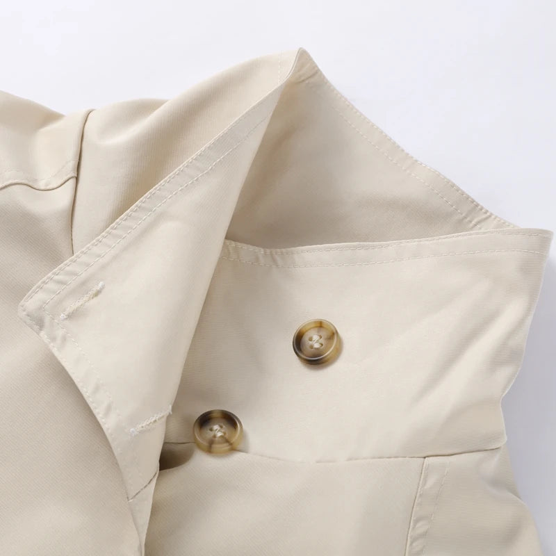 Chic Belt Women's Coat Elegant Stand Collar Full Sleeve Single Breasted  Female Jacket 2025 Autumn Fashion Commuter Windbreaker