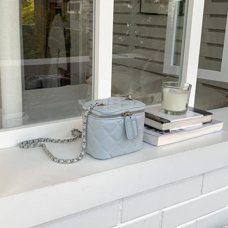 Mini Denim Crossbody Bag with Chain Strap for Women