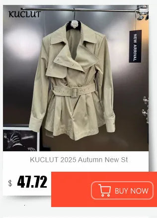 KUCLUT Fashion Elegant Versatile Large Lapel Waist Double-Breasted Short Trench Coat For Women Wrapped Hip Skirts Female 1A800