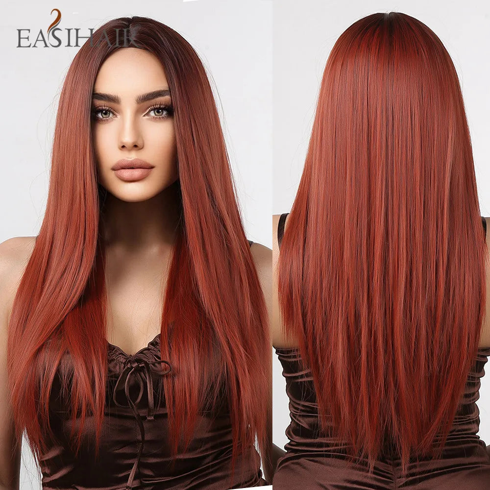 Heat Resistant Long Straight Ombre Bangs Wig for Women