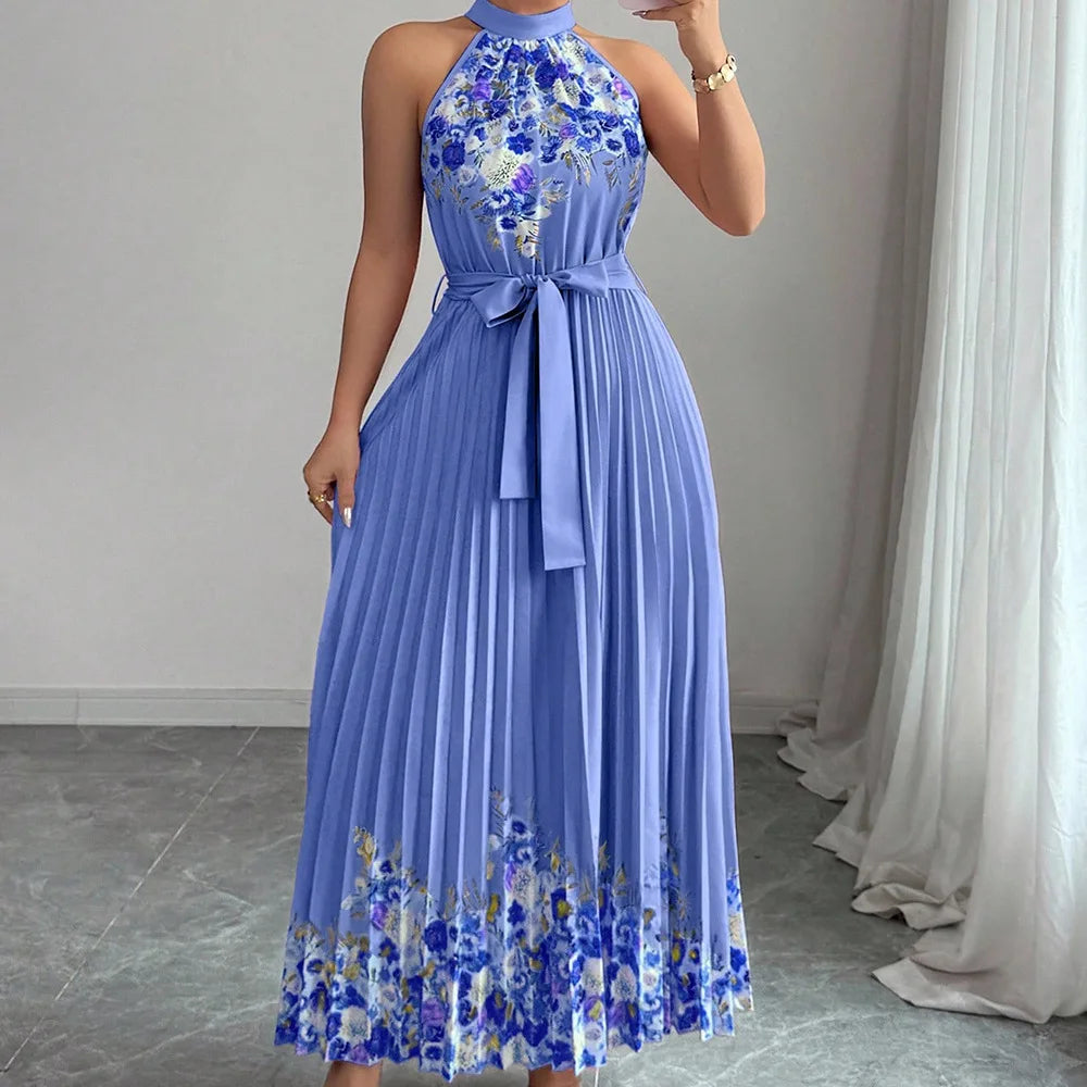 Chic Lightweight Halter Neck Lace Up Maxi Dress for Women