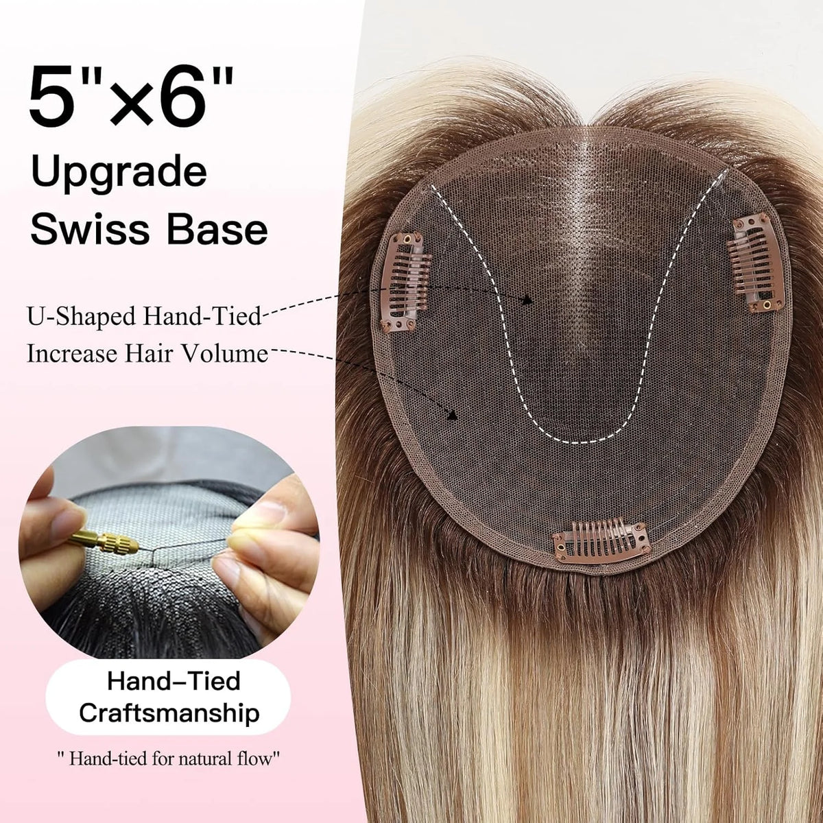 Brown And Blonde Highlighted Lace Front Hair Topper For Women