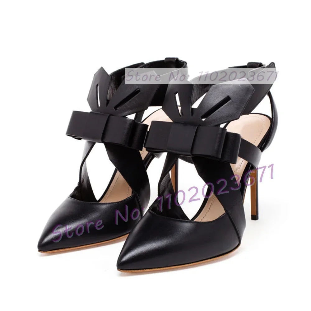 Multicolor Patent Leather Slingback Sandals Women Fashion Folding Bowknot Pointy Toe High Heels Sandals Party Chic Lovely Shoes