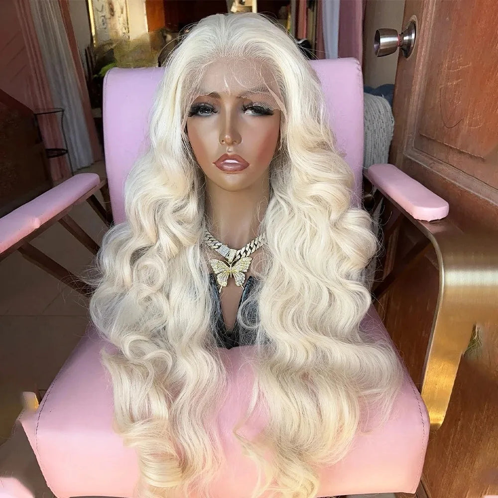 Bright Red Body Wave Heat Resistant Lace Front Wig for Women