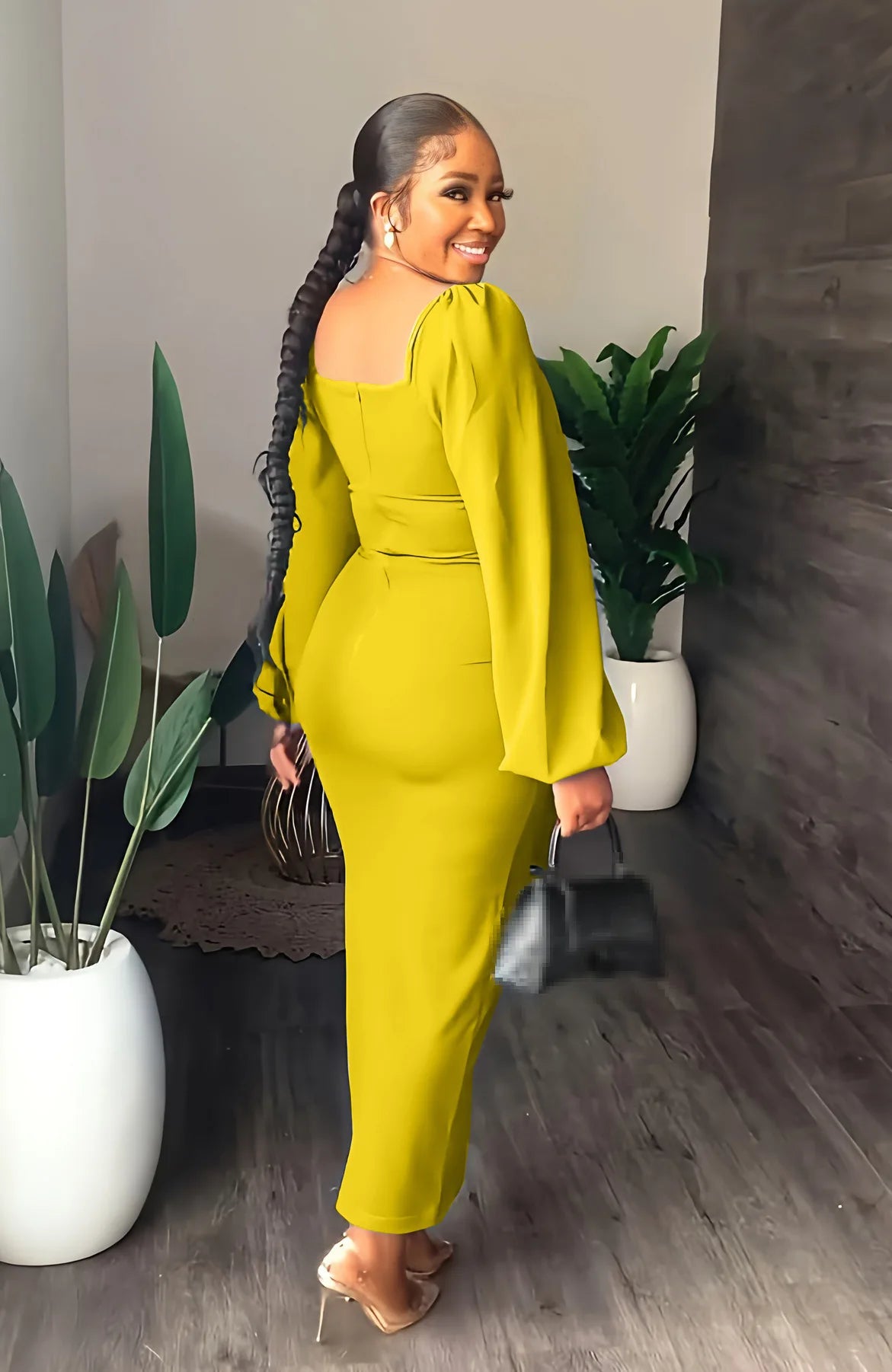 Elegant Ankle Length Knit Evening Party Dress for Women