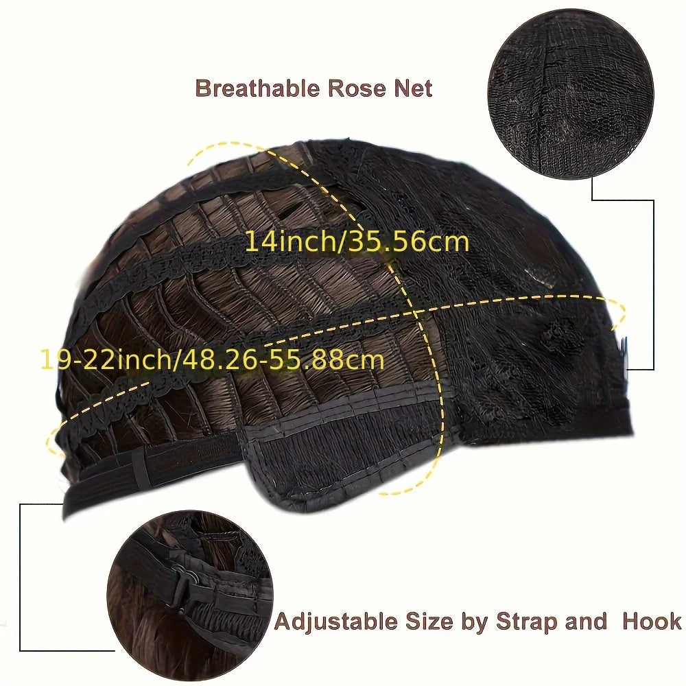 Heat Resistant Short Straight Synthetic Wig With Bangs For Women