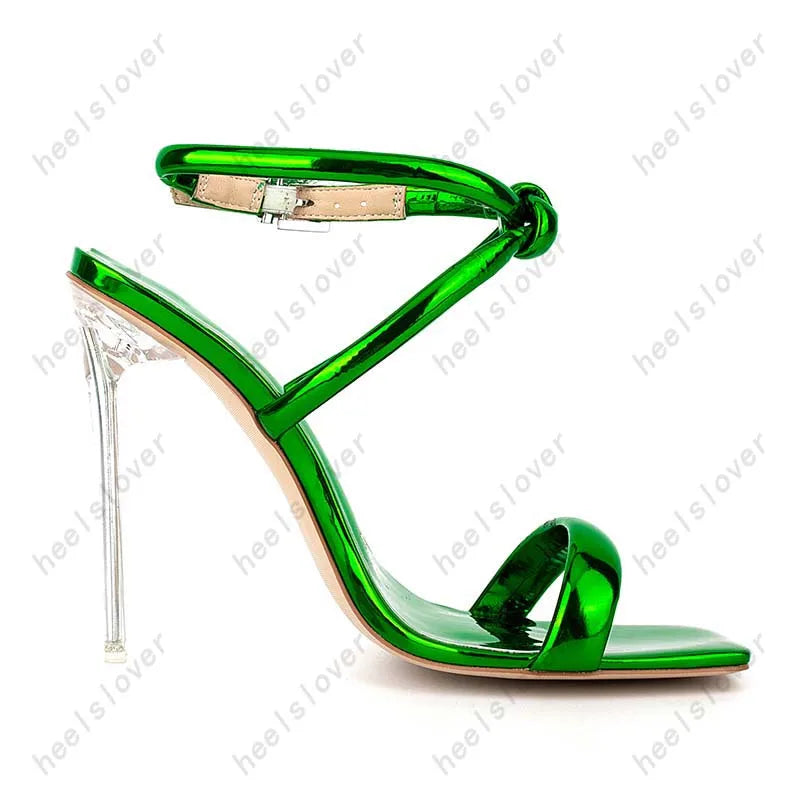 Square Toe Buckle Strap Stiletto Party Sandals for Women