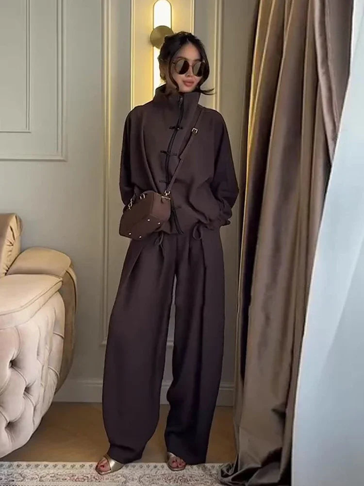Loose Fit Casual Coat And Pant Set