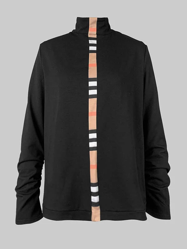 Gymystars Spring Women's trousers Contrast Color T-Shirts New Casual Wide Leg Trousers High Neck T-Shirts Female Tops&Bottoms