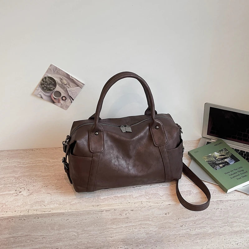 Practical Pure Color Vegan Leather Shoulder Crossbody Bags for Women