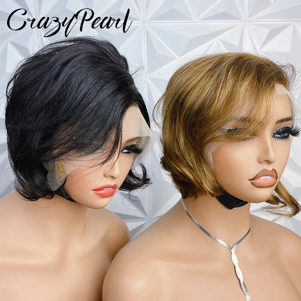 Short Straight Human Hair Lace Frontal Wig for Women