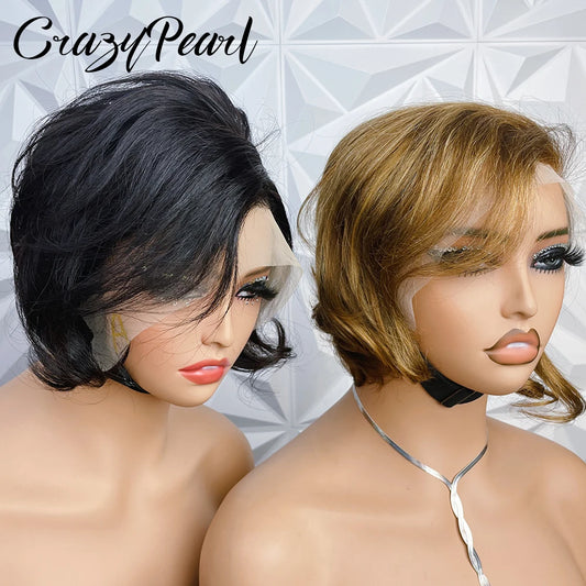 Short Straight Human Hair Lace Frontal Wig for Women