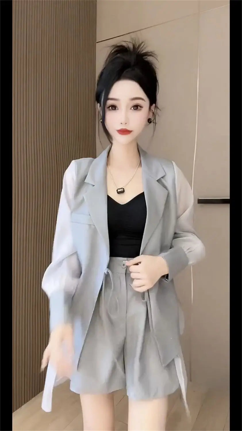 Summer 2 Piece Outfits 2025 Formal Kit Office Blazer Suits Set of Two Fashion Pieces for Women Shorts Cheap Womens Matching Sets