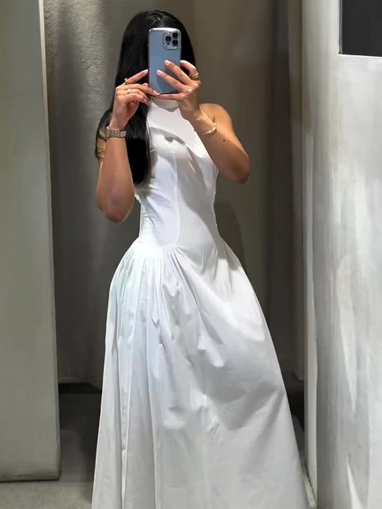 Casual Lace Up Sleeveless Floor-Length Dress for Women