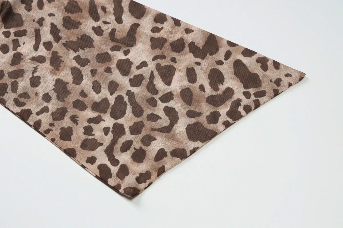 Leopard Print One Shoulder Slim Crop Tank Top for Women