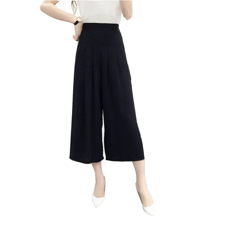 High Waist Pleated Wide Leg Cotton Linen Pants For Women