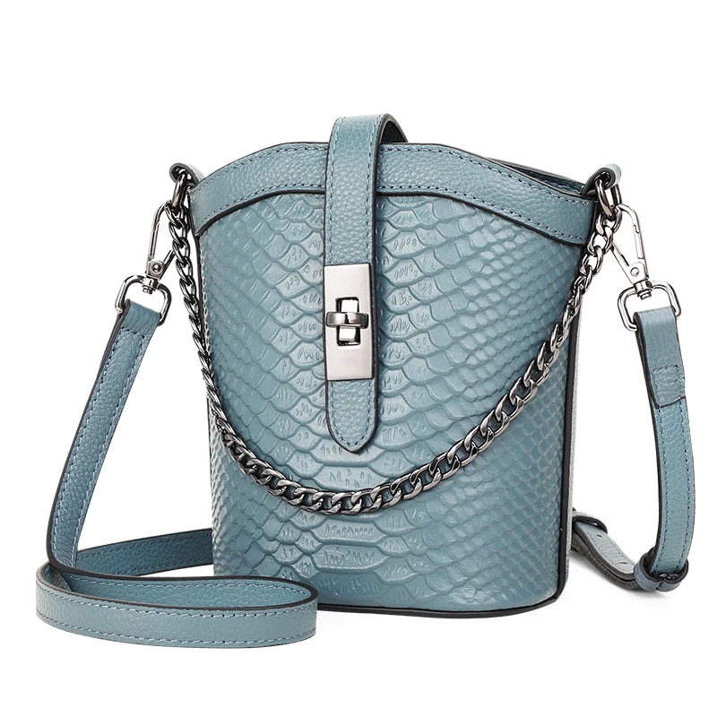 Genuine Leather Crocodile Pattern Crossbody Bag for Women