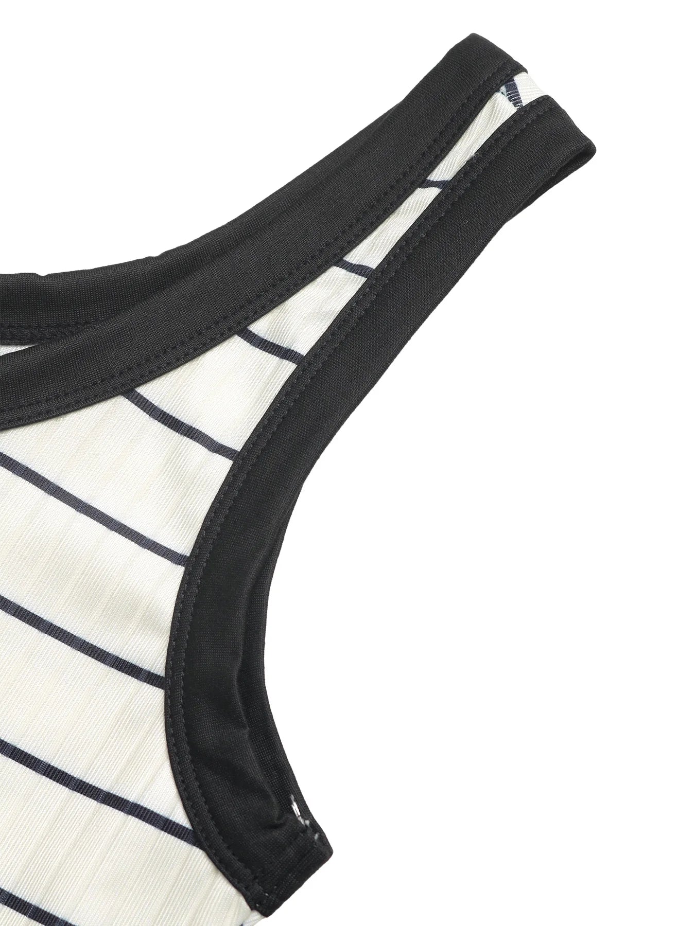 Striped Sleeveless Square Neck Side Slit Knit Dress for Women