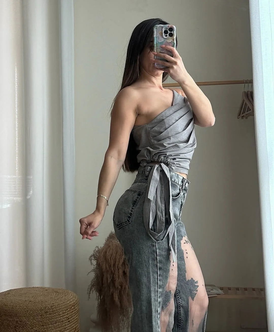 Gothic Ripped Wide Leg High Waisted Jeans