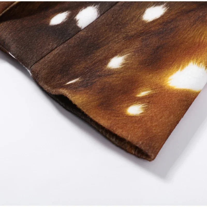 Fitted Vintage Leopard Patchwork Faux Fur Coat for Women