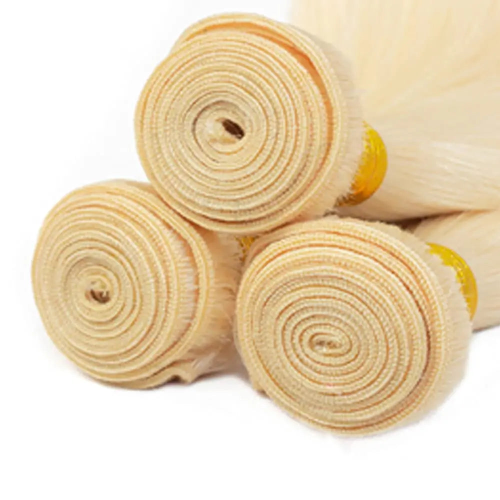 Straight Blonde Remy Human Hair Weave Bundles For Women
