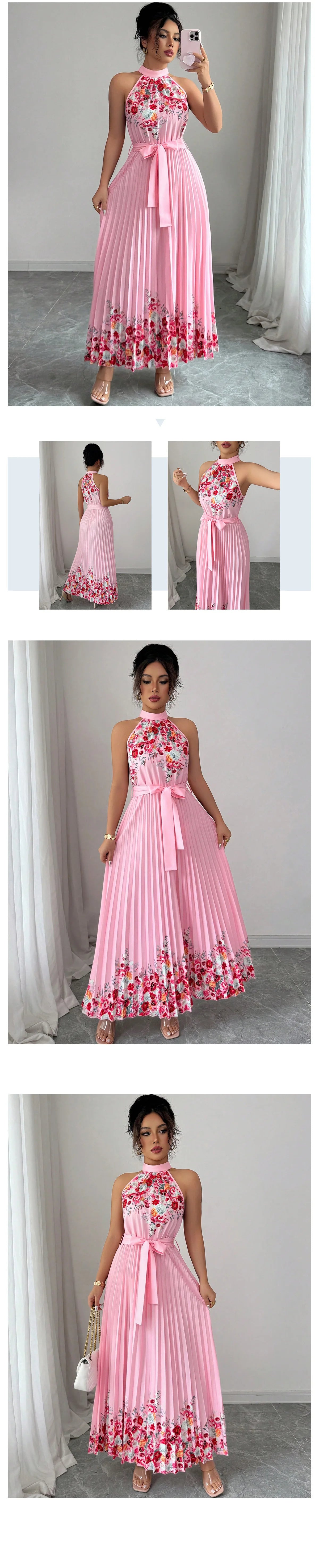 Chic Lightweight Halter Neck Lace Up Maxi Dress for Women