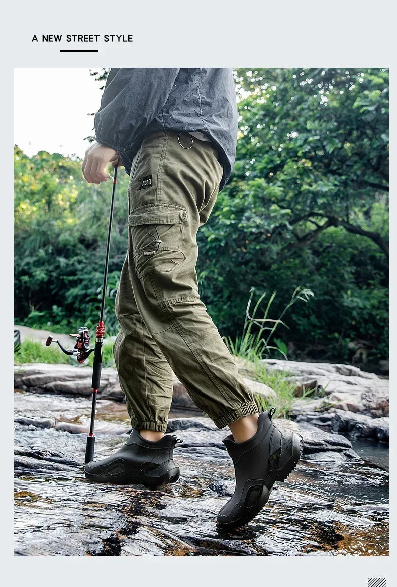 Round Toe Waterproof Ankle Rain Boots