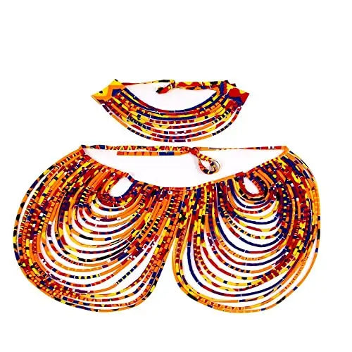 Colorful Ankara Multi Strand Necklace Set for Women