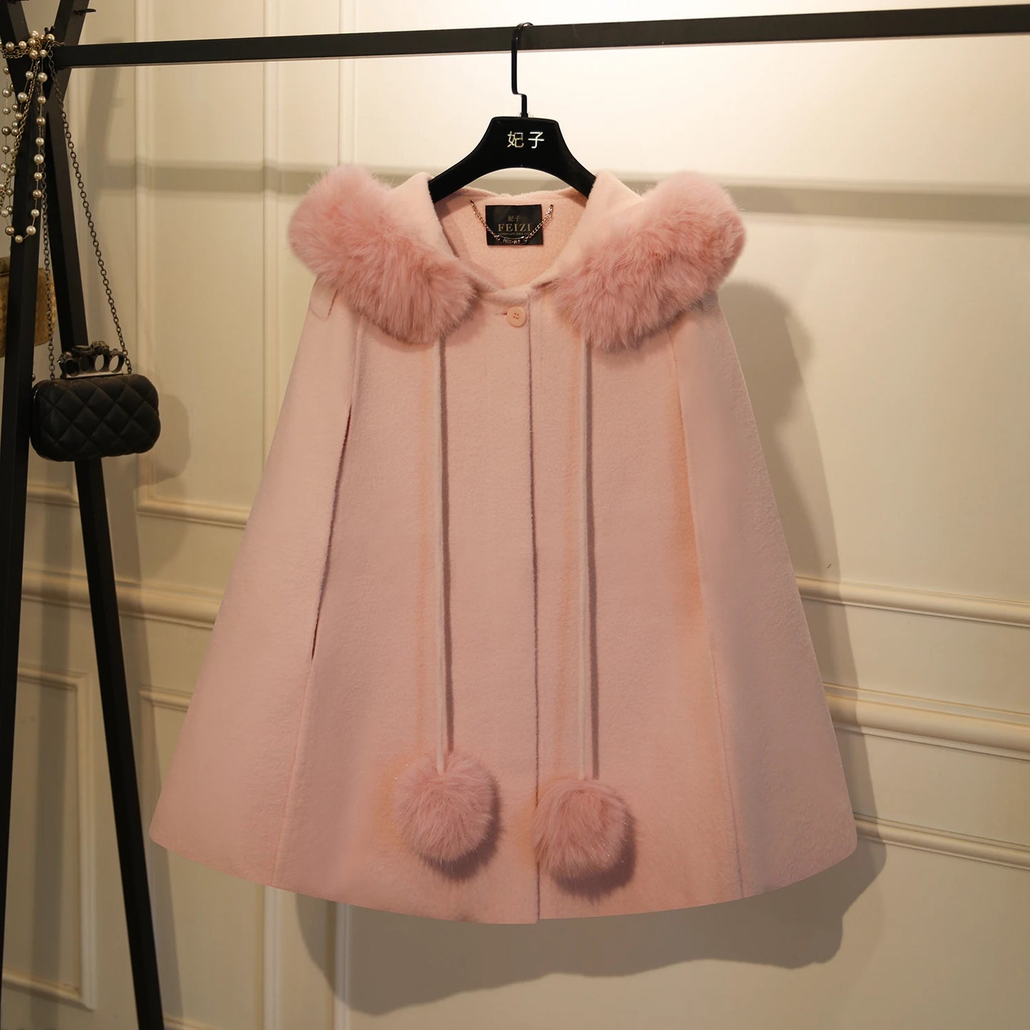 Heavy Elegant Cape Wool Coat for Women 2025 Autumn Winter New Korean Fashion Slimming Shawl Women's Woolen Coat