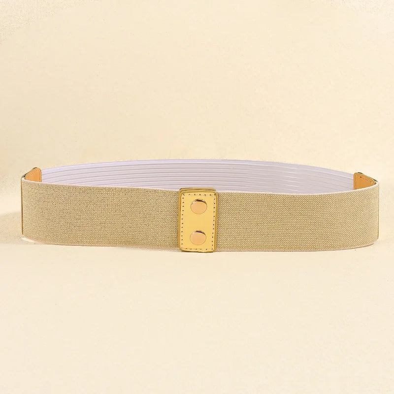 Pearl Embellished Wide Elastic Waist Belt for Women