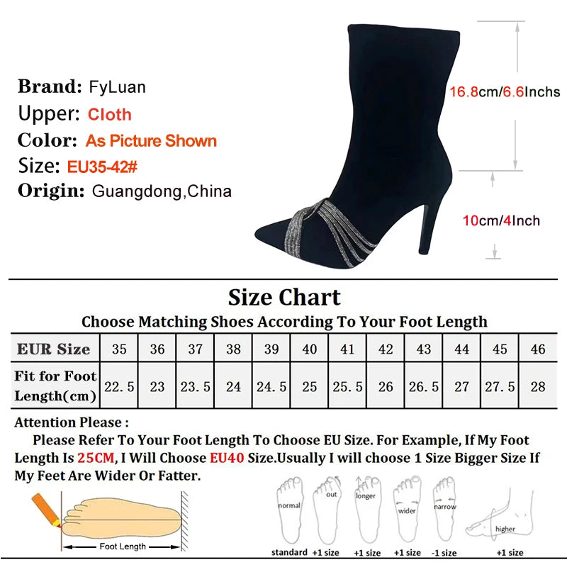 Rhinestone Pointed Toe Stiletto Boots
