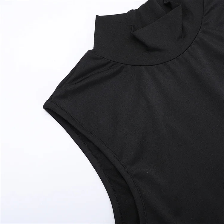 Backless Sleeveless Maxi Dress With High Collar for Women