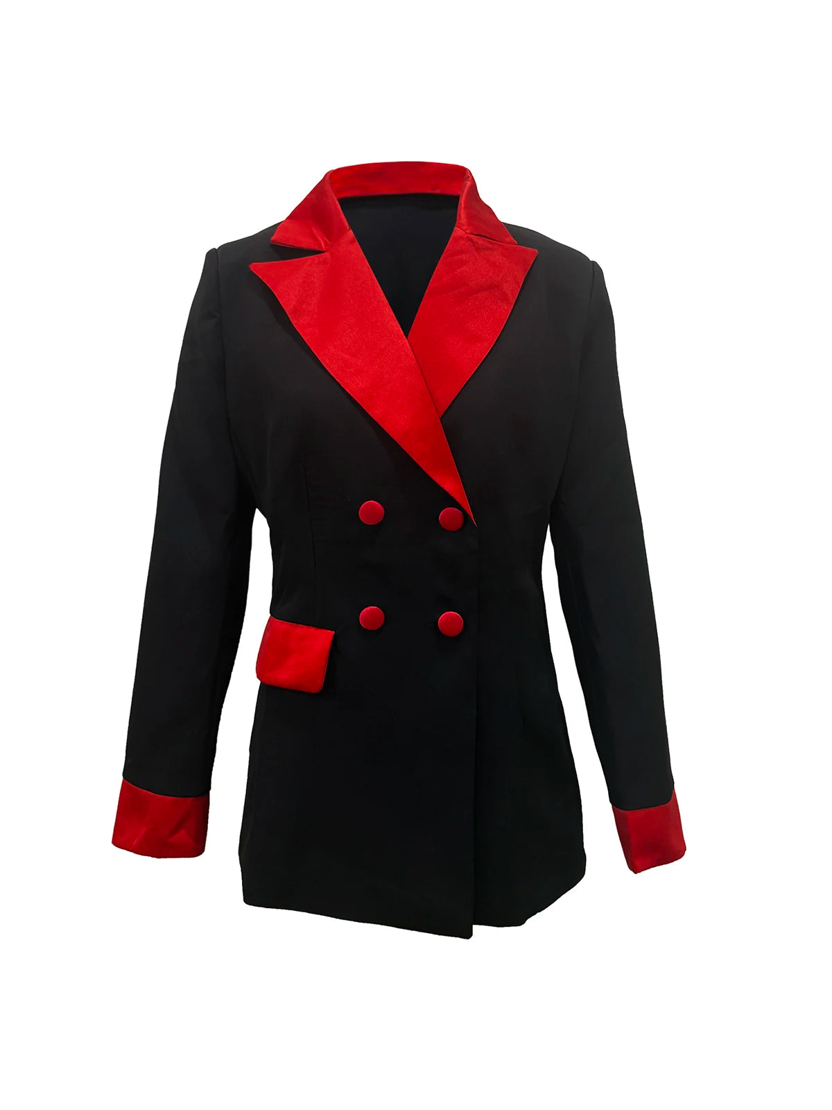 Elegant Contrast Lapel Double Breasted Suit Jacket For Women