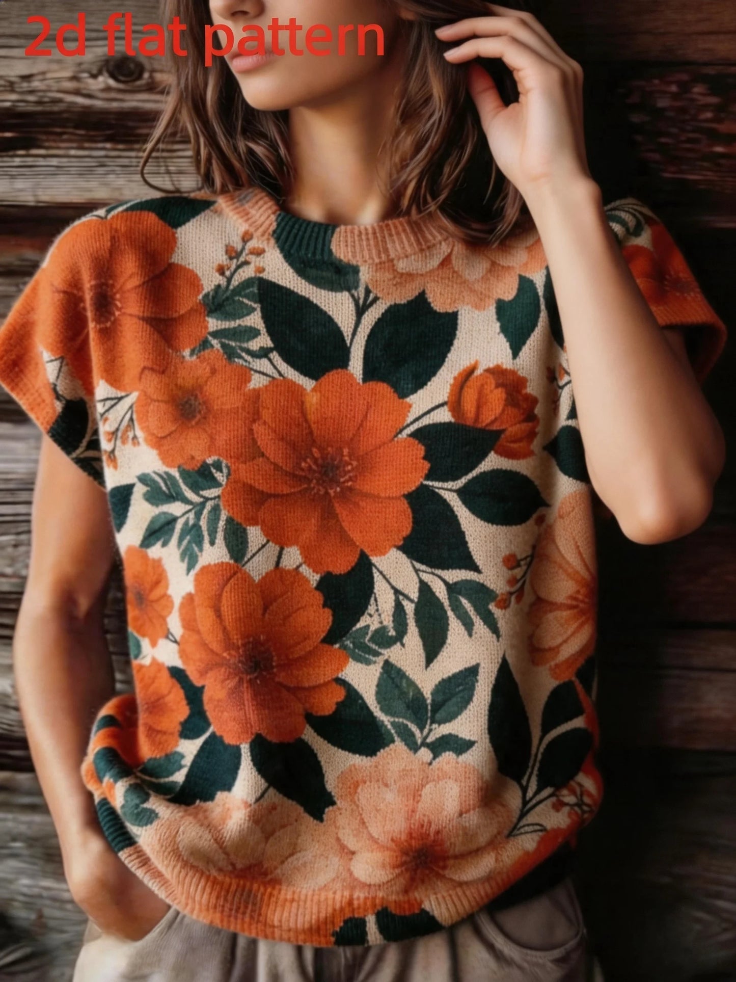 Lightweight Floral Print Round Neck Sleeveless Top for Women