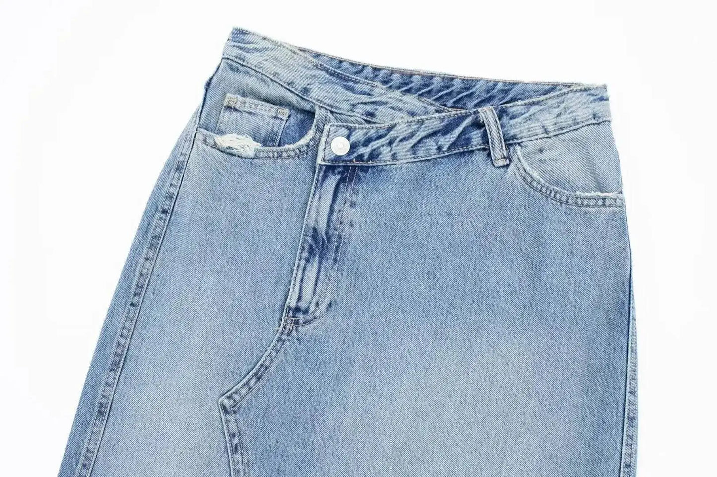ANJY Summer New Women Chic Y2K Streetwear Elegant Ins Trendy Vintage Asymmetrical High Waisted Slimming Denim Split Skirt HK7080