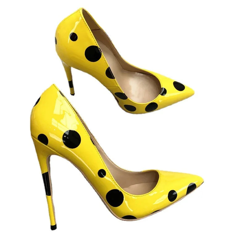 Polka Dot Pointed Toe High Heel Stiletto Pumps for Women