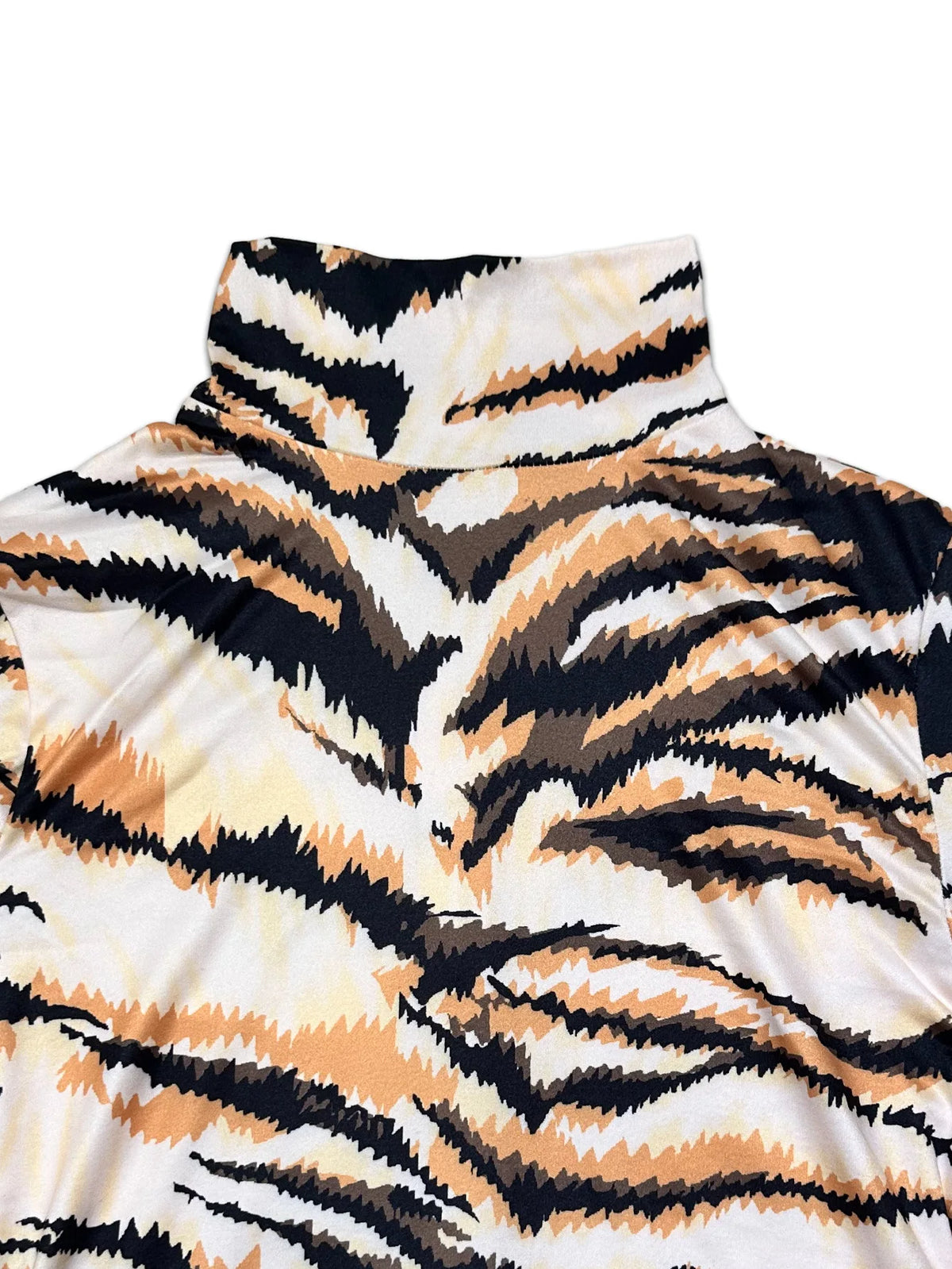 Tiger Print Patchwork Long Sleeve Bodycon Jumpsuit for Women