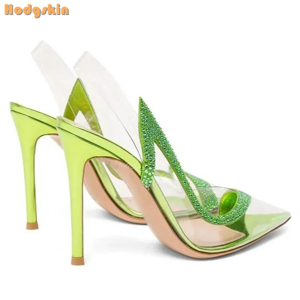 Crystal Pointed Toe Rhinestone Stiletto Pumps for Women