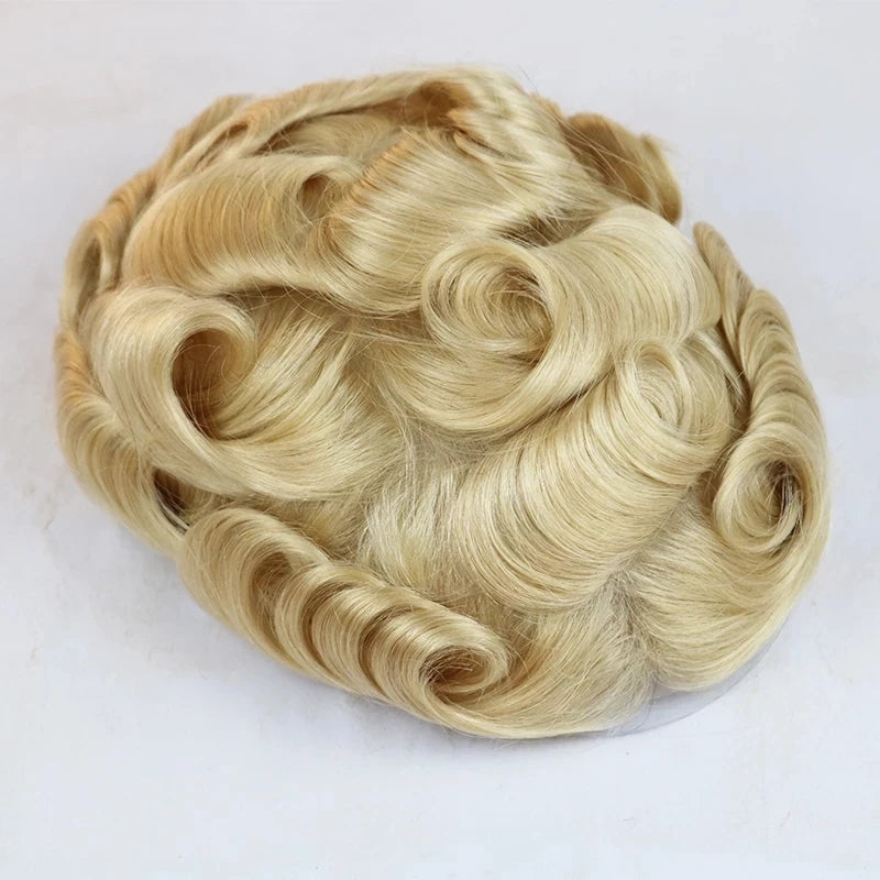 Ombre Blonde Human Hair Replacement Toupee for Women