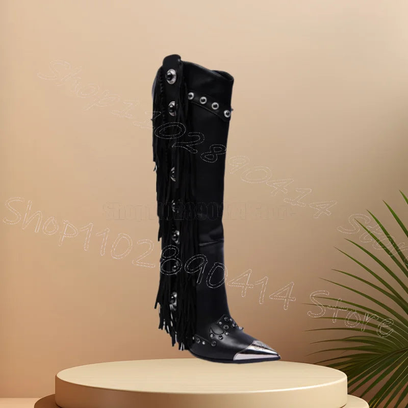 Pointed Toe Side Zipper Boots With Thin Heel for Women