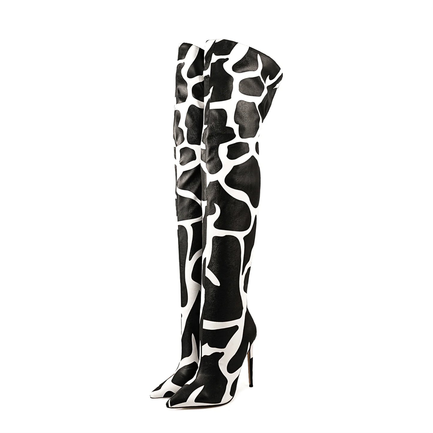 Sexy Striped Back Zip Over-the-Knee Boots for Women